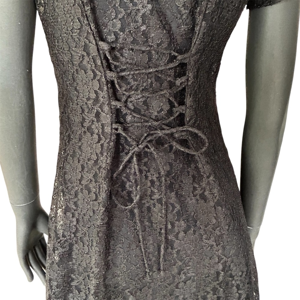 Vintage Lace Fit & Flare Dress Button-Down Dark Romantic Goth Witchcore Corset - Picture 6 of 12